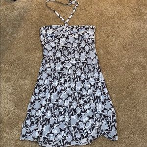 Ann Taylor Brown/Cream Silk Halter Dress Size 12